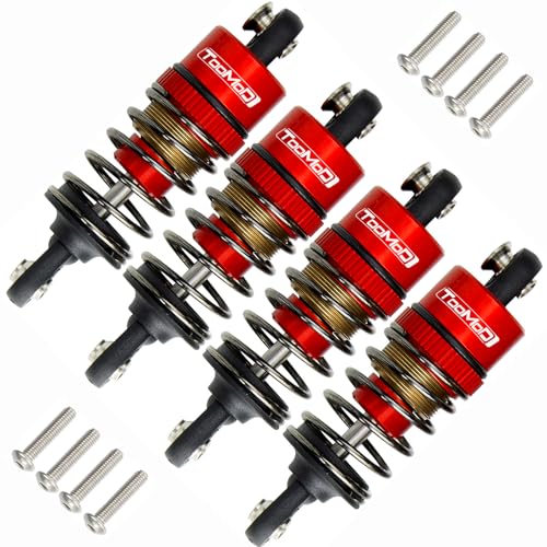 52MM Oil Shock Absorbers Upgrade Compatible with 1/10 RC Cars | Fits Tamiya TT-01/02 / M03-06 / TA05/06 / M05 / M06 - Oil Damper Upgrade - Red - color: Red
