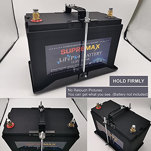 THEPRO Battery Hold Down Tray Kit, Corrosion-Resistant Steel Storage Battery Holder Adjustable Bracket Clamp for Car, Boat, Marine (9'' Bolt with 11'' Battery Tray) - size: 9'' Bolt with 11'' Battery Tray