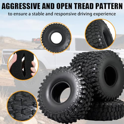 1.9" Rocks Tires 120 * 45mm Rubber Tyre Set for 1/10 RC Crawler Axial SCX10 90046 SCX10 III AXI03007 Tamiya CC01 D90 D110 (4PCS)
