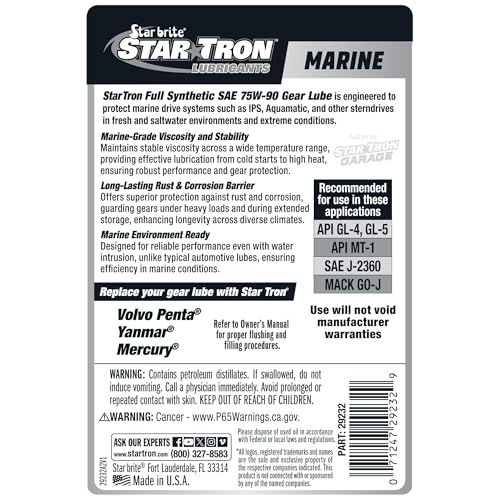 STAR BRITE Synthetic 75W90 Gear LUBE, Marine-Grade, API GL-5 Certified - size: 32 Oz Quart, style: 75W-90 Synthetic