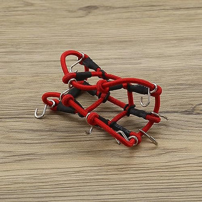 SING F LTD Remote Control Car Roof Cargo Net Compatible with Axial Gladiator Bronco 1/24 RC Crawler Elastic Car Accessories with Hooks 6.5 * 8CM, Red - color: Red