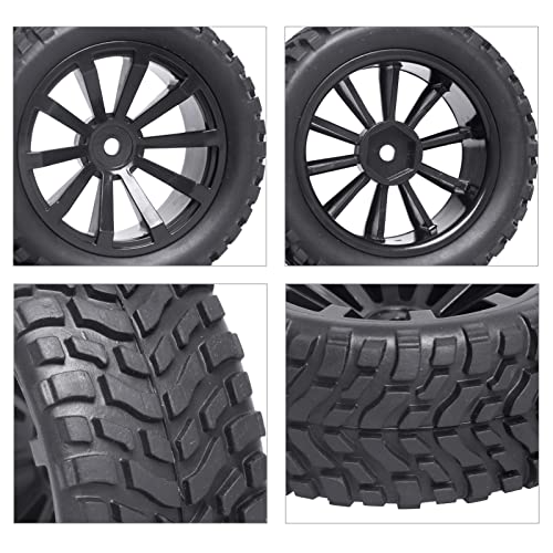 12mm Hex Wheels and Rubber Tires (Hight 2.99 inch / 76mm) for RC 1/10 On-Road Touring Car, Set of 4