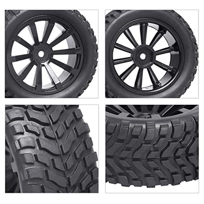 12mm Hex Wheels and Rubber Tires (Hight 2.99 inch / 76mm) for RC 1/10 On-Road Touring Car, Set of 4