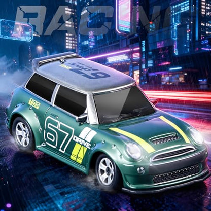 KF33 1:64 Scale Mini Drift RC Car with Full Proportional RTR 2.4GHZ Remote Control for Desktop Racing (Green) - color: Green