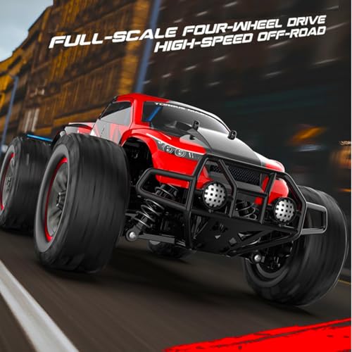 POCO DIVO Monster Truck, 1/16 Ferocious RC Off-Road Truggy, Radio Remote Control Racing Speed 30kmph 4x4 Sports Car, 12” Large All Terrain LED Vehicle with Metal Gear