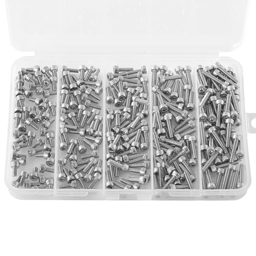 M3 x 6mm 8mm 10mm 12mm 16mm Hex Socket Head Cap Screws Bolts, 304 Stainless Steel, Metric Machine Fully Threaded, Bright Finish, Allen Hex Drive, Assortment Kit 250PCS - size: M3 x 6/8/10/12/16mm (250PCS)