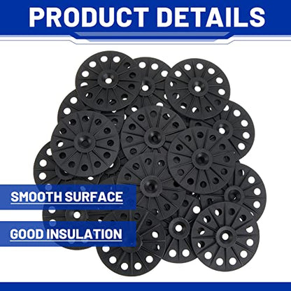 Fabbay 100 Pcs Polypropylene Washers 60 mm for Fixing Supporting Rigid Foam Insulation Panels and Sheets Load Spreading Plastic Washers Flat for Screws and Nail, Black