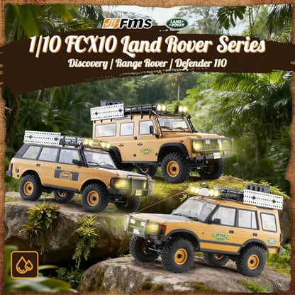 BEEZRC FMS 1/10 FCX10 RC Crawler Officially Authorized Land Rover Series, Camel Trophy Edition RC Model 4WD RC Rock Truck, 2.4Ghz Hobby Grade, RC Off Road Vehicle for Adults RS(Range Rover) - style: Range Rover