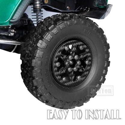RC 1.9In Beadlock Wheels Ultra Lightweight Performance Carbon Fiber faceplate for 1/10 TRX4 TRX6 SCX10 I II III 90046 AXI03007 MST CFX D90 VS4-10 Gen8 RC Crawler Car(Black-E) - style: Black - (E)