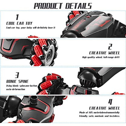 TADOZIC 4WD Remote Control Gesture Sensor Car,Hand Controlled RC Stunt Car,Double-Sided Vehicle 360° Rotation with Light and Music Spray, Watch Toy Cars for Boys & Girls Birthday - color: Red