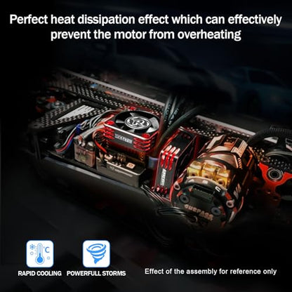 Surpass Hobby 25mm RC Cooling Fan 32000RPM RC Car Fan for 1/10, 1/8, 1/12 Scale RC Car Turbo ESC (Black Red) - color: Black Red