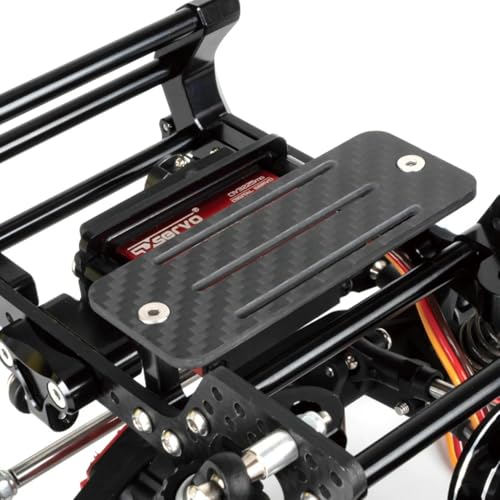 Carbon Fiber Battery Tray & ESC Receiver Mount for SCX10 Upgrade | Lightweight carbon fiber material. Fit SCX10 crawler cheater rigs and LCG chassis. Practical RC chassis upgrade part.