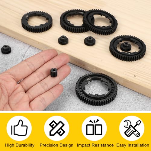 MECCANIXITY 48P Hardened Steel Pinion Gear, 15T 3.175mm Shaft Metal Motor Gear with Hex Key for RC Brushless Brush Motor Model Car Replace(Black) - size: 15T