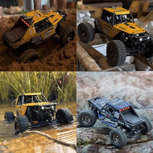 1/24 RC Crawler Car UDI RC UCX2405PRO 4wd Mini Climb Racing Brushless Motor 4 Wheel Steering 3 Speed Transmission RTR Toy (Yellow) - color: Yellow