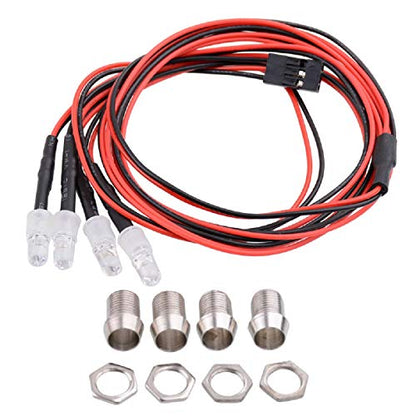 4Leds LED Light Headlights Taillight Kit Accessories Lights Compatible with traxxas HSP RC4WD Tamiya Redcat Axial SCX10 RC Car Crawler Truck Tank,5mm(2 Green + 2 Blue)