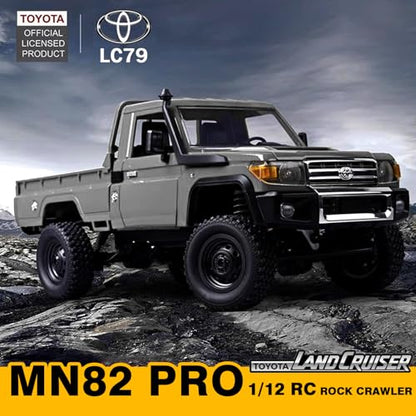 ARRIS MN82 PRO 1/12 Toyota LC79 RC Rock Crawler 4WD RTR Truck | Upgraded Chassis, LED Lights, Full Proportional Control, Trail Ready Design - color: Mn82pro-silver