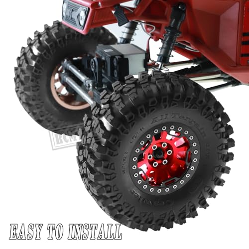 Rc 2.2 Inch Wheel Rims & Tires Wheels for 1/10 SCX10 SCX10 II 90046 SCX10 III AXI03007 TRX4 TRX6 D90 VS4-10 Gen8 MST CFX,RC Crawler Car 4pcs Aluminum RC 2.2 Beadlock Wheel,Red - color: Red - Scx10