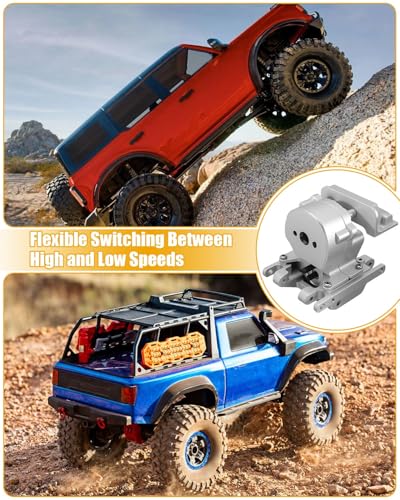 Dual Speed Transmission 15.7:1 and 56.6:1 | Fit for TRAXXAS TRX4M Defender Bronco K10 F150 1/18 RC Crawlers Silver