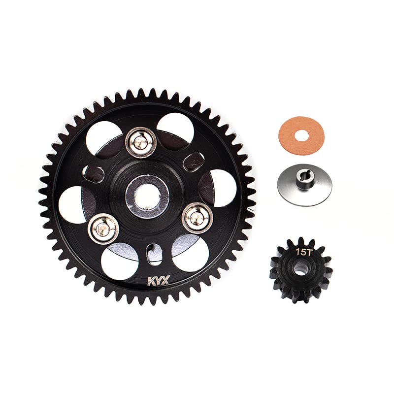 KYX Racing Hardened Steel Transmission Gear Spur Gear Set 56T/15T Upgrades Accessories for 1/10 RC Crawler Car Axial Wraith