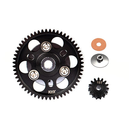 KYX Racing Hardened Steel Transmission Gear Spur Gear Set 56T/15T Upgrades Accessories for 1/10 RC Crawler Car Axial Wraith