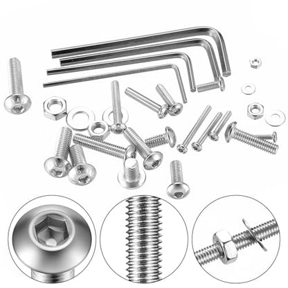 1710 Pcs M2 m3 m4 m5 Screws Assortment Kit, Metric Nuts and Bolts Assortment Kit, Hex Socket Button Head Cap Screw Bolts and Nuts Kits, Hex Socket Screw Set, Machine Screws Set, with Spanner(Silver) - size: M2M3M4M5