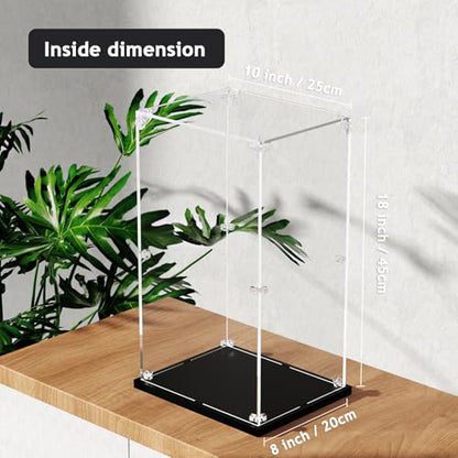 3MM Clear Acrylic Display Case, Self-Assemble Showcase for labububu mokokoo Collectibles, Action Figures, FIW, Dolls- Alternative Glass Box for Commemorative Gifts (10*8*18inch,25*20*45cm) - size: 10x8x18inch,25x20x45cm