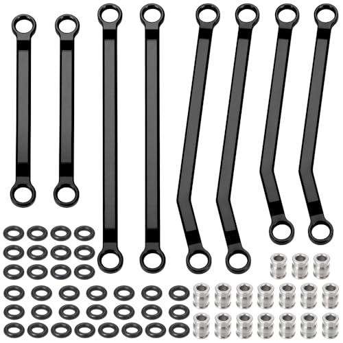 High Clearance Chassis Aluminum Links Set Linkage for Redcat Ascent 1/18th RC Crawler Car Upgrade Parts (Black) - color: Black