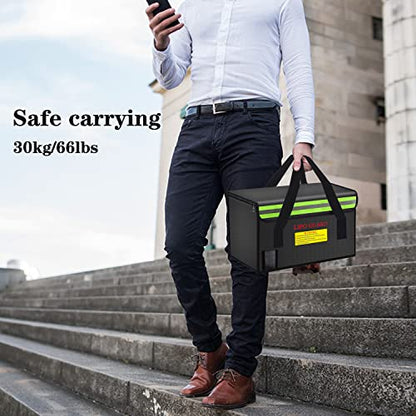 11.02"x5.9"x7.1" Lipo Battery Safe Bag Large Capatity Bag for Ebike RC Lipo Battery Pack Storage Charging Transport,Home Office Travel Lipo Safe Storage Pouch - size: 280*150*180mm