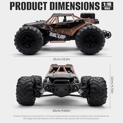 1:16 RC Cars for Adult,45km/h 4WD Off-Road Remote Control Car All-Terrain Fast RC Truck with Two 1500mAh Batteries - color: Orange