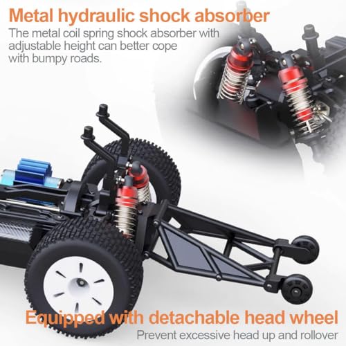 4WD RC Racing Car, 1/16 Scale 2.4G 30KM/H High Speed Electric Brushed Rally Racing Car with Led Lights, RC All Terrain Vehicle for Teens Adult - (RTR Version/Orange)