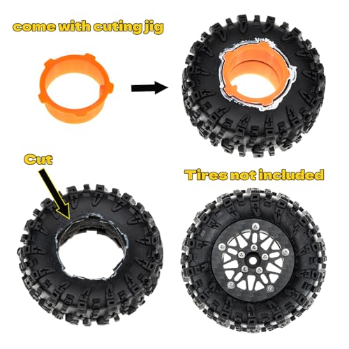 1.6" (40.6mm) Super Wheels, Carbon fibre Beadlock Wheel fit for SCX24 TRX4M FCX24 FCX24M CR18P 1/24 1/18 RC Crawlers Upgrade, Style B, Standard - color: Black, size: Style B