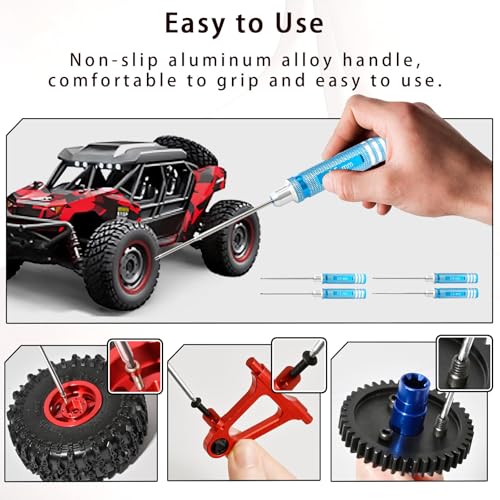 Hex Driver Set 1.5/2.0/2.5/3.0mm, RC Screwdriver Kit | Alloy Steel Bits & Magnetic Tips, Quick-Change Allen Wrench, RC Car Tool for RC Cars, Drones, Robots and Mini Crawlers - color: Blue-2