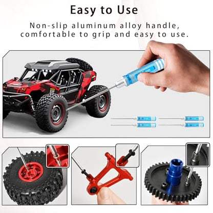 Hex Driver Set 1.5/2.0/2.5/3.0mm, RC Screwdriver Kit | Alloy Steel Bits & Magnetic Tips, Quick-Change Allen Wrench, RC Car Tool for RC Cars, Drones, Robots and Mini Crawlers - color: Blue-2
