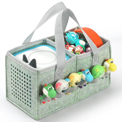 PISOSN Carrying Case for Toniebox Starter Set and Tonies Figurines, Travel Felt Cloth Musical Toy Folding Bag for Toniebox Accessories (Lily Green) - color: Lily Green