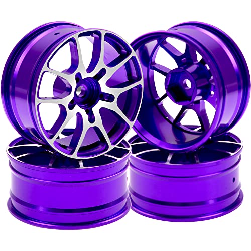 Aluminum Alloy 1/10 On-Road Racing Touring Drift Car Wheel Rims 12mm Hex Hub 26mm Width Compatible with Tamiya TT01 Kyosho RedCat Sakura D4 XIS HSP 1/10 RC Car (Purple) - color: Purple