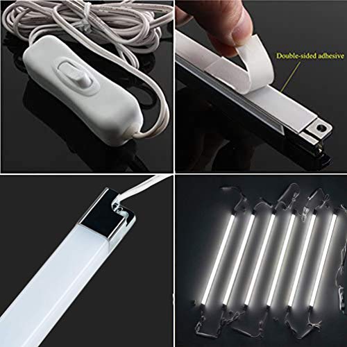 Cefrank Led Light Strips Kit, (6) 12’’ Linkable Light Bars + Rocker Switch + UL Power Adapter, Under Cabinet Lighting for Locker Closet Shelf, Showcase Lighting, 6000K Cool White - color: White