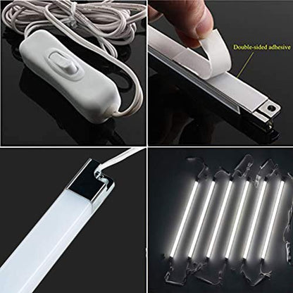 Cefrank Led Light Strips Kit, (6) 12’’ Linkable Light Bars + Rocker Switch + UL Power Adapter, Under Cabinet Lighting for Locker Closet Shelf, Showcase Lighting, 6000K Cool White - color: White