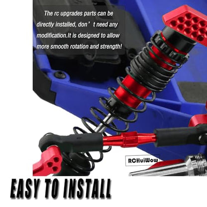 RC Shocks & Adjustable Turnbuckles Upgrades Part for 1/10 Slash Stampede Rustler Bandit VXL 4X4,Aluminum Front Rear 4PCS Shocks Absorber & 7PCS Turnbuckles Camber Link,Red