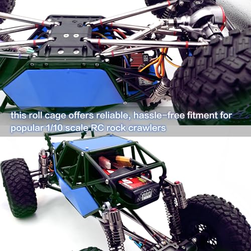 Nylon Rock Buggy Roll Cage Body Shell Chassis Kit for SCX10 ll 90046(Blue) | Roll Cage Rock Buggy Body Shell,1/10 RC Crawler Upgrade Parts,High-strength,Easy Assembled - color: Blue