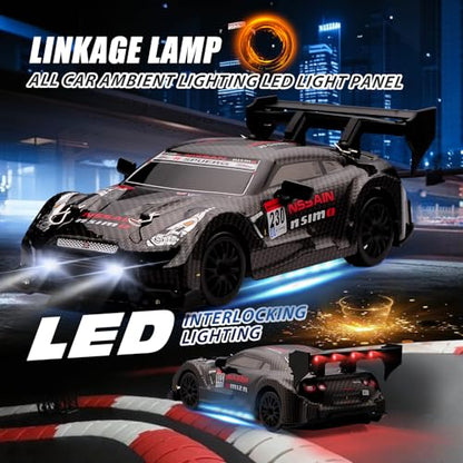 1:24 Scale RC Drift Car,4WD 2.4GHz High Speed Racing Hobby Sport Toy Car Vehicle with LED Lights,Racing and Drift Wheels for Adult Boys Girls Kids Gift (8601-Black) - color: 8601-black