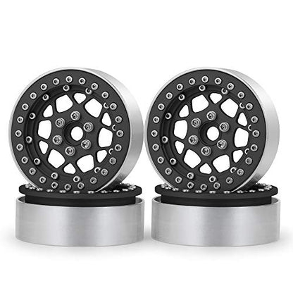 4PCS 1.9" Beadlock Wheels Rims Set, Matte Black | Aluminum Alloy, Upgrade Parts, For 1/10 Axial SCX10 CC01 D90 TRX4, RC Crawler Car - color: Matte Black