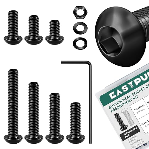 380Pcs M4 Screw Assortment Kit, M4 x 8/10/12/16/20/25/30mm Grade 10.9 Carbon Steel Metric Button Head Socket Cap Screws, Black Bolt and Nut Set for 3D Printing - color: (Black) Button Head, size: 380Pcs M4-0.7
