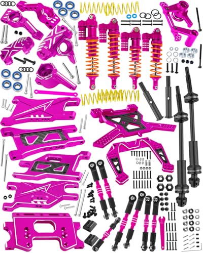 RC Upgrades Part for 1/10 Slash 2WD,Driveshafts,Shock Absorbers &Suspension Arms &Turnbuckles Links&Caster Blocks &Steering Block &Stub Axle Carriers &Shock Towers &Bulkhead,Pink - color: Pink(2wd)