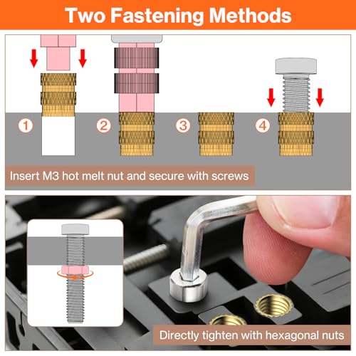 Preciva M3 Threaded Inserts Set, 360Pcs Heat Set Bolts Nuts with M3 Insert Tip and 60W Digital Soldering Iron, for 3D Printer Parts or Plastic Parts - size: M3