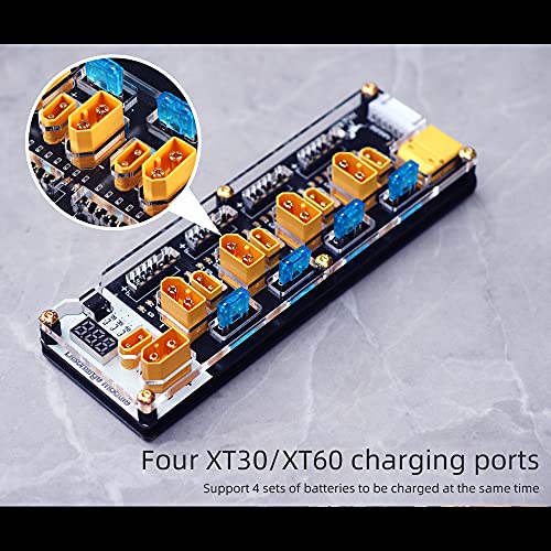 HGLRC 40A 4-Port Lipo Battery Balance Charger, Thor 6S Parallel Charging Board, with XT60/XT30 Plugs, Compatible with ISDT/IMAX/HOTA Chargers for 2-6S FPV Drone Batteries