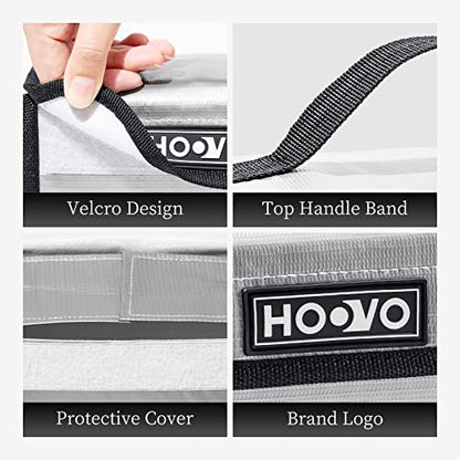 HOOVO Lipo Bag Fireproof Lithium Battery Storage Safe Bags, 2 Pack | Lipo Battery Bag Fireproof & Explosionproof,Guard Safe Bag for DJI /RC Batteries, 180 * 105 * 80mm, Accommodate 4pcs Battery
