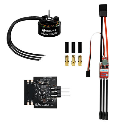 SEQURE 3625 Brushless Motor 1800KV Outrunner Motor + SEQURE 70A Brushless ESC with WiFi-Link Configuration Tool for RC Crawler Cars