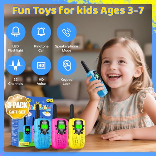 Walkie Talkies for Kids Rechargeable, 2000 mAH Last 3-4 Days 2 Way Radios Toys for 3-12 Year Old Boys Girls to Outside, Camping, Hiking Birthday Holiday Easter Basket Stuffers Presents - color: Rechargeable