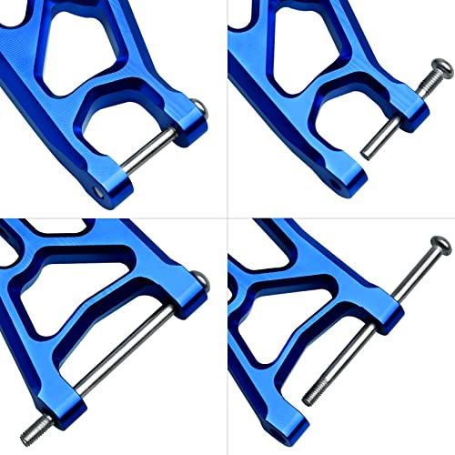 4PCS Aluminum Front & Rear Suspension A-Arms Set and Tie Bar for 1/10 Traxxas Slash 2WD Upgrades Parts, Replacement of 2555 3631 2532 (Blue) - color: Blue