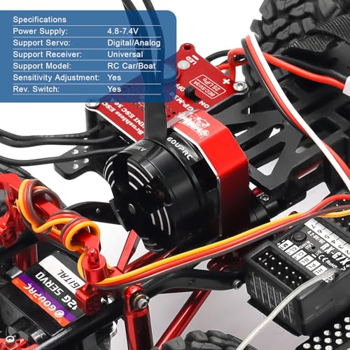 GOUPRC 2204 2400KV Brushless Outrunner Motor with Transmission & 30A Brushless Mini Esc for SCX24 Axial 1/24 Remote Control Car Truck Crawler Black & Red - color: Black Red